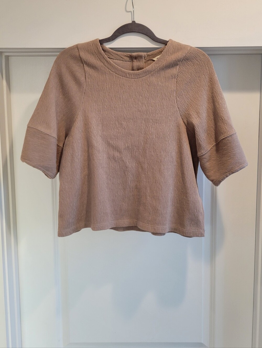 Madewell Women’s Taupe Short-Sleeve Crop Ribbed Top